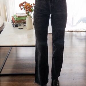 Long black wide leg jeans from Zara